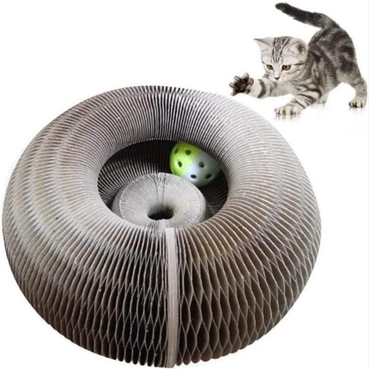 KratzFreude – Faltbares Kratzspielzeug mit Ball für Katzen