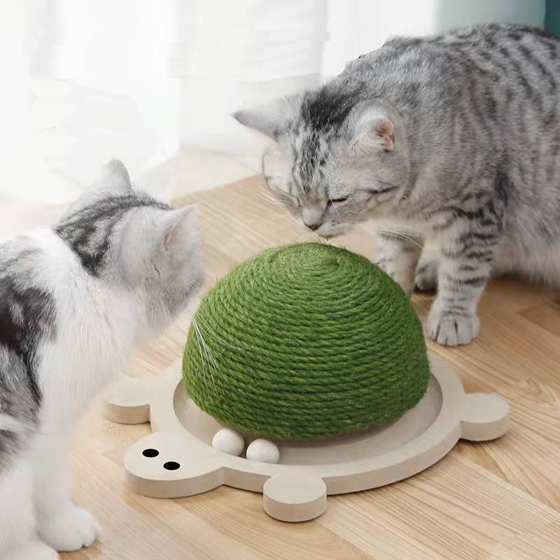 KratzFix Turtle – Kratzbrett aus Sisal mit Spielzeug für Katzen