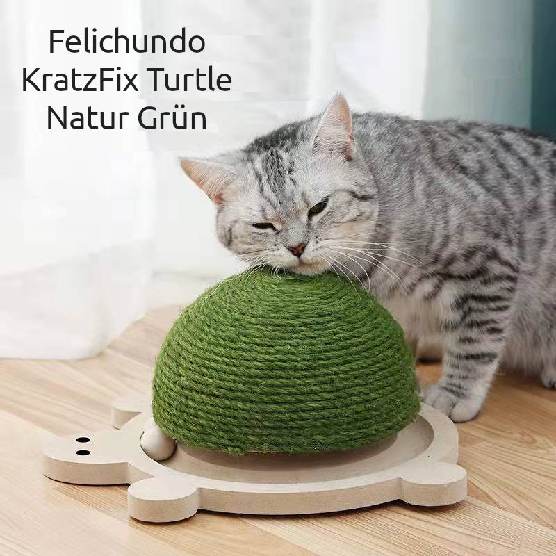 KratzFix Turtle – Kratzbrett aus Sisal mit Spielzeug für Katzen
