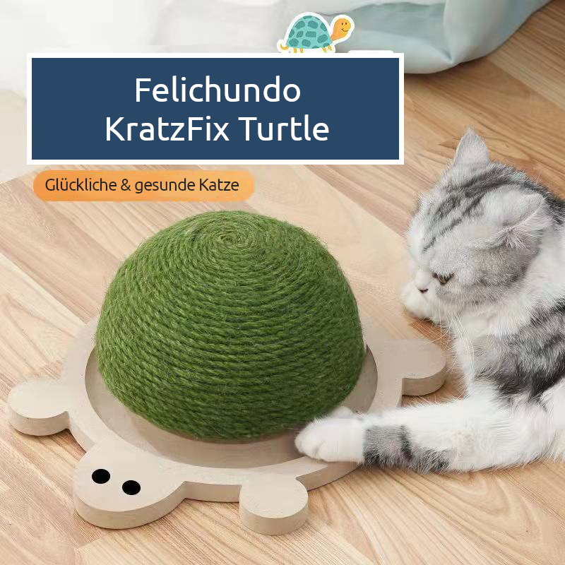 KratzFix Turtle – Kratzbrett aus Sisal mit Spielzeug für Katzen