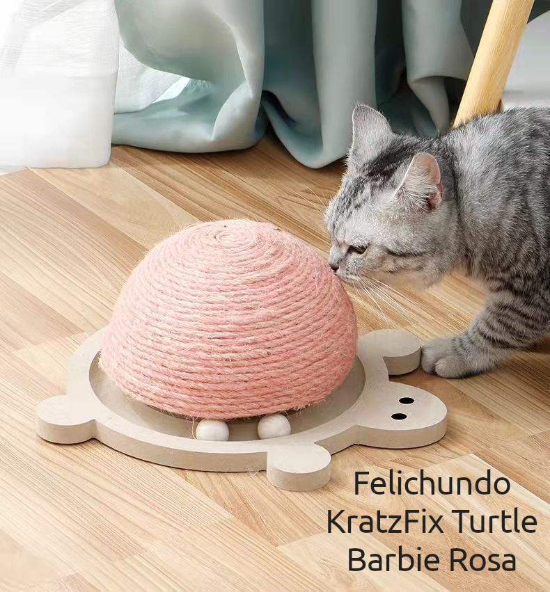 KratzFix Turtle – Kratzbrett aus Sisal mit Spielzeug für Katzen